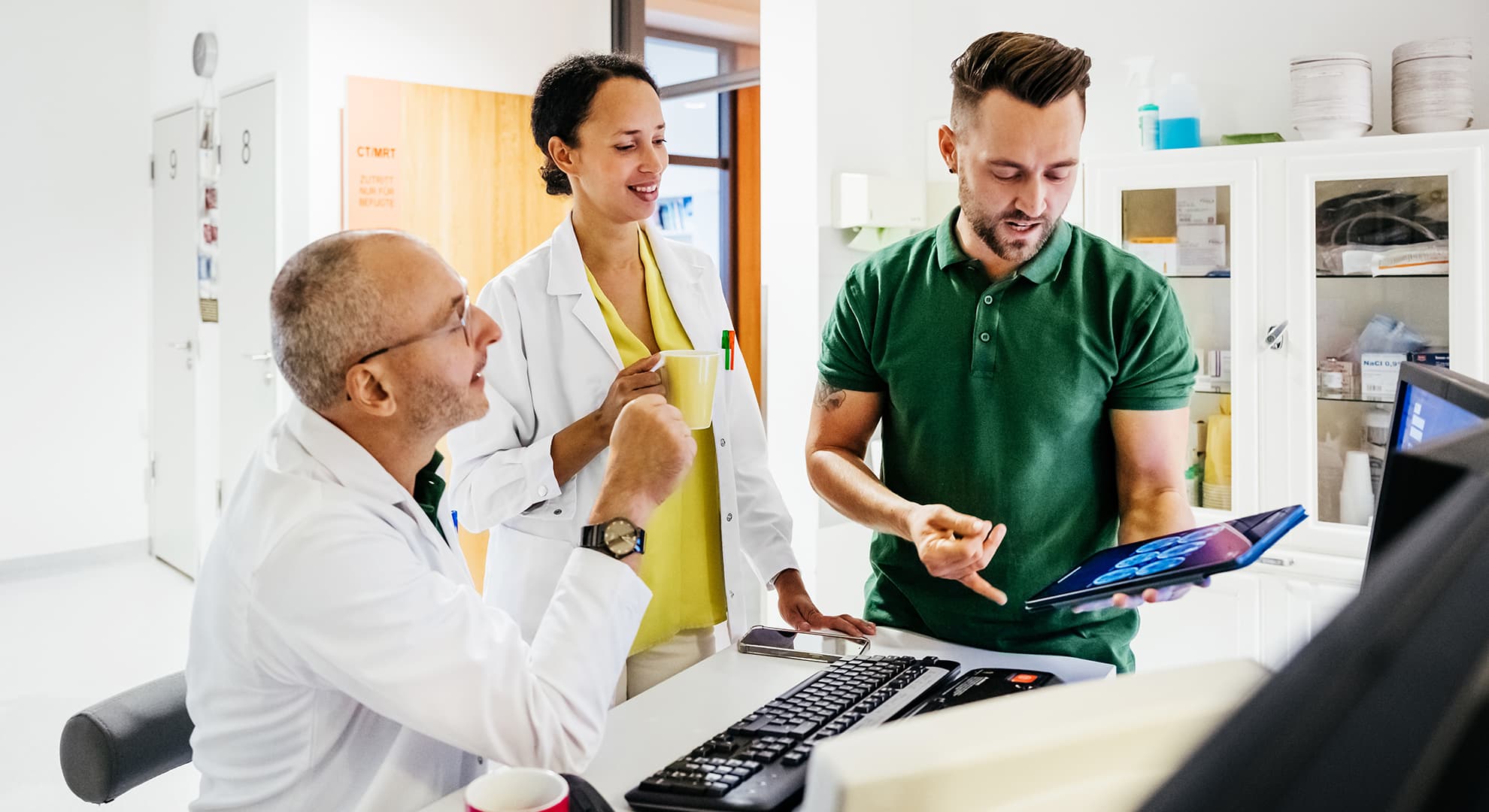 Medical professionals working in a clinic