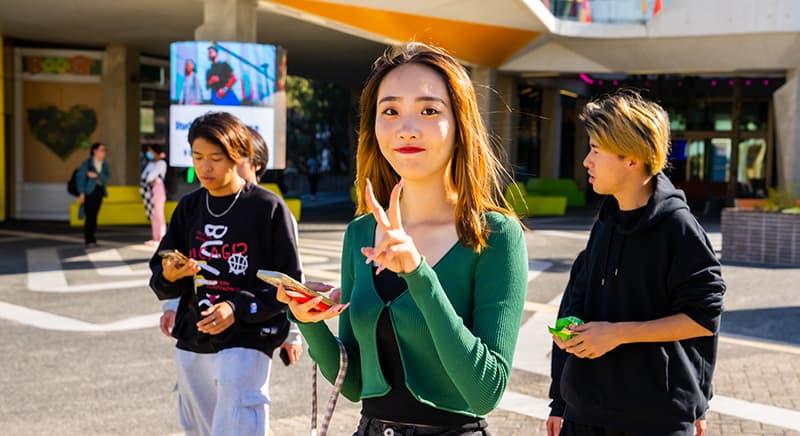 group of university students on campus