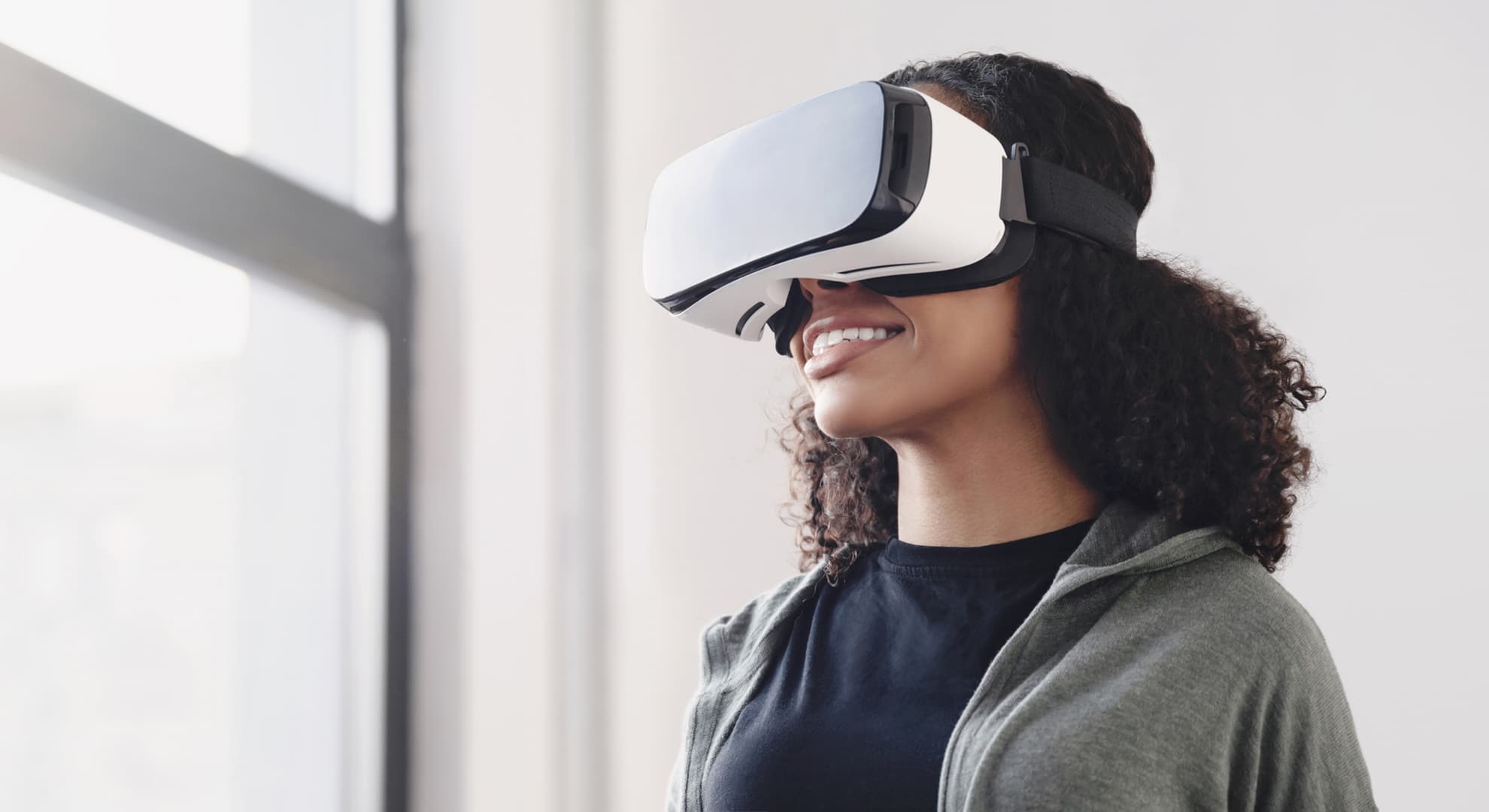 Woman in a VR headset.