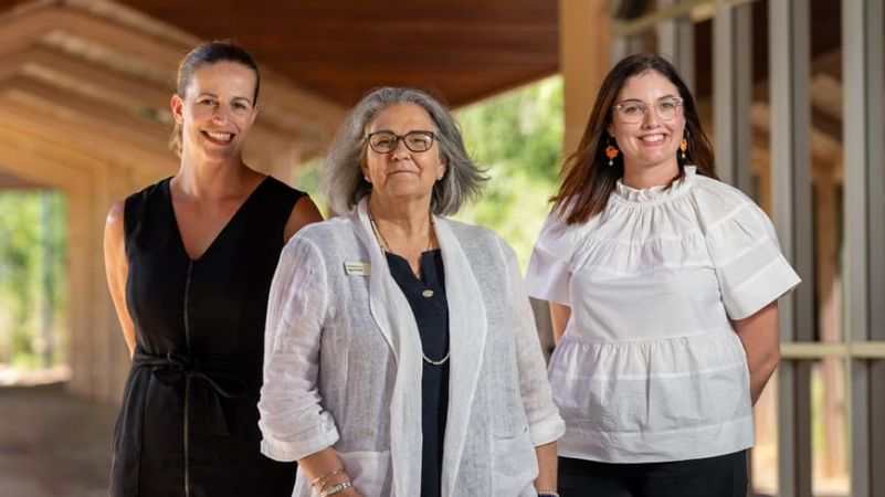 Australia's most outstanding university teachers Three women outside a building