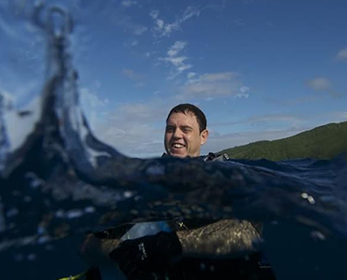 Aaron Jenkins in the ocean