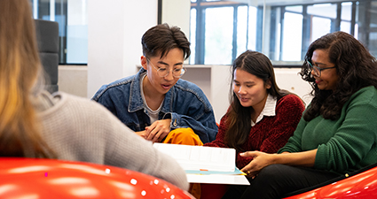 Student group meeting in the library