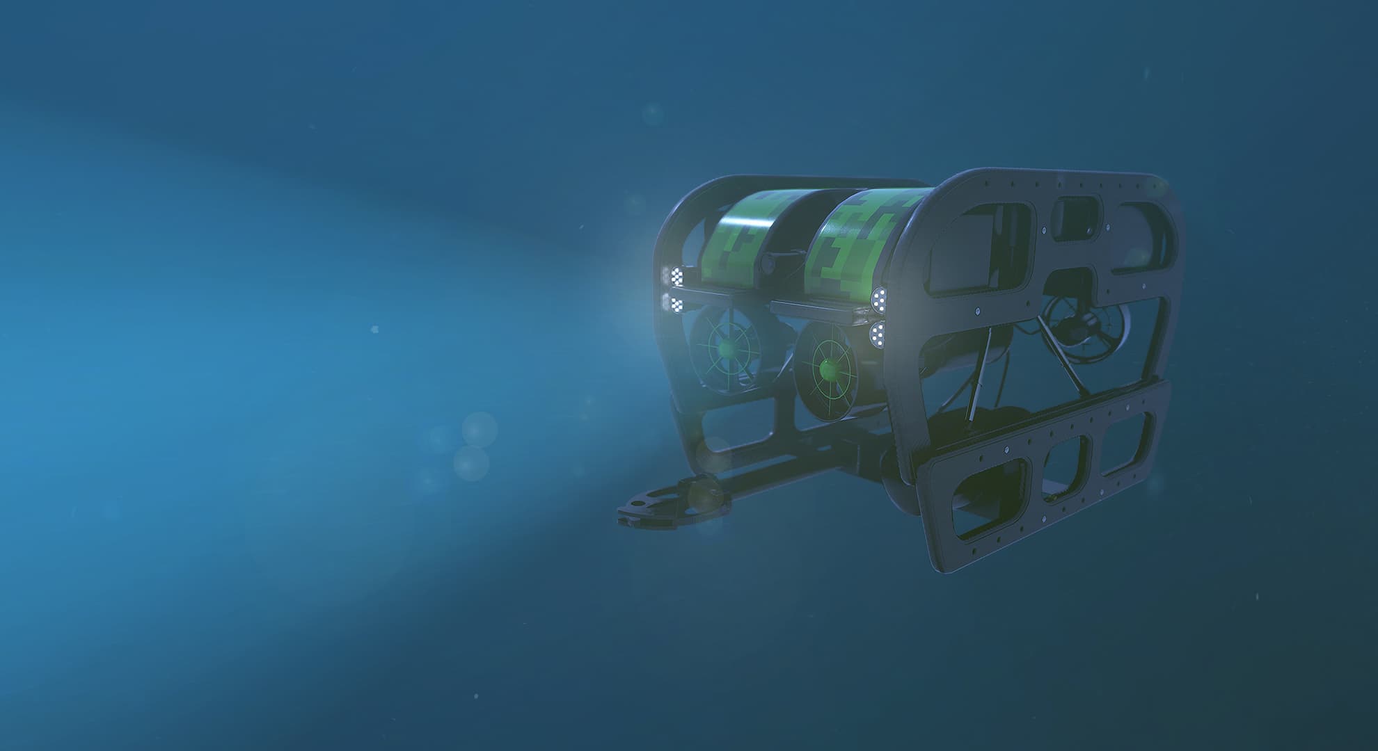 Small submarine under the ocean