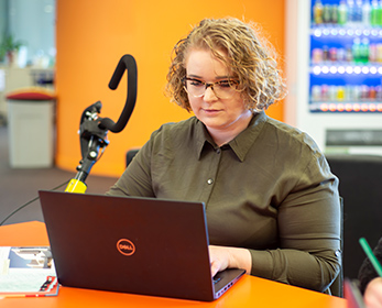 A student uses a Dell laptop, the model which forms part of ECU's fleet of loan laptops.