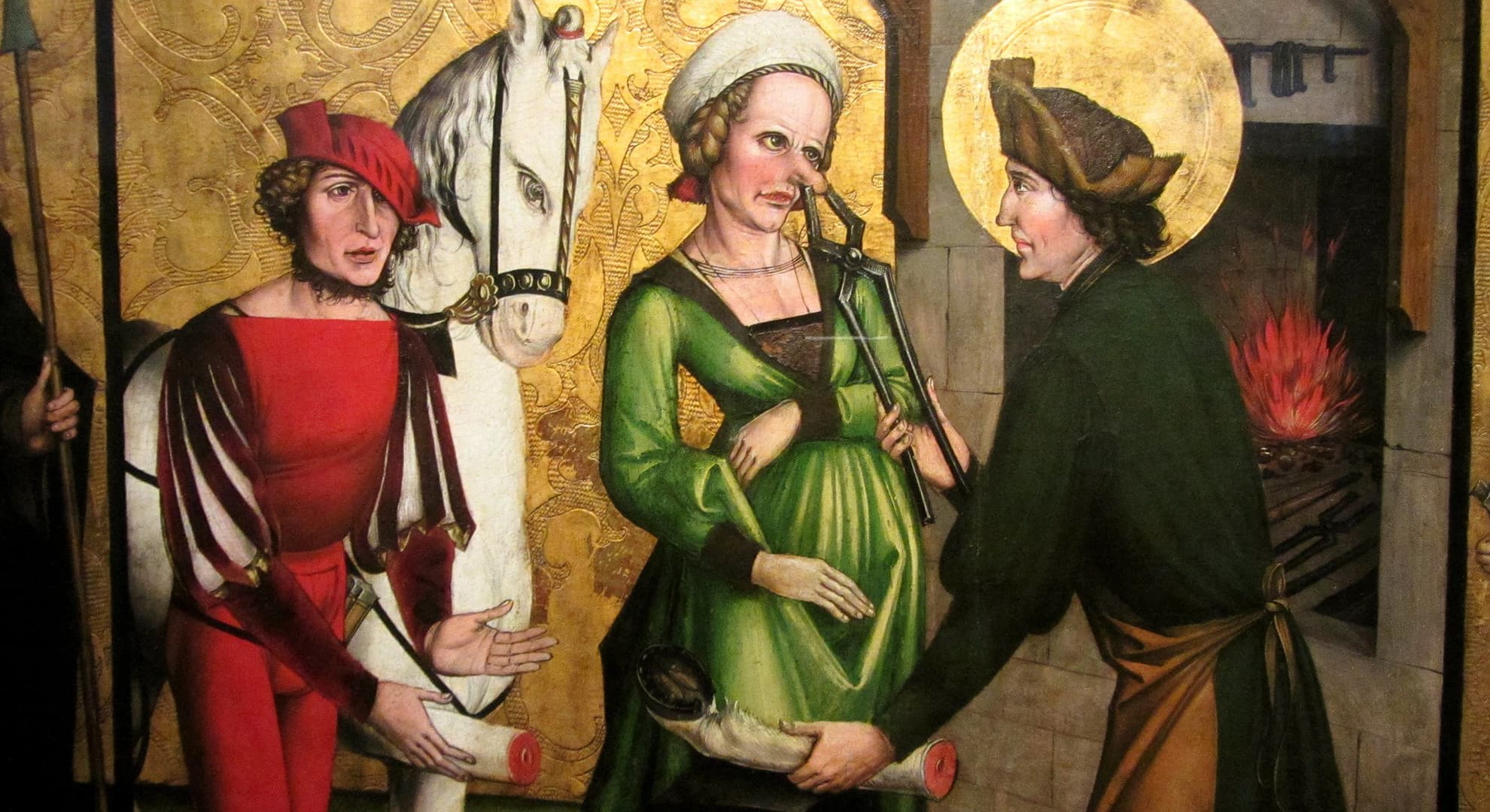 The painting 'The Miracle of St Eligius', by Hans Leu the Elder, Landesmuseum, Zürich, Switzerland, painted in 1495.