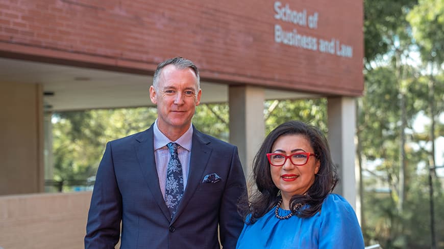 Professor Edward Wray-Bliss and Professor Maryam Omari.