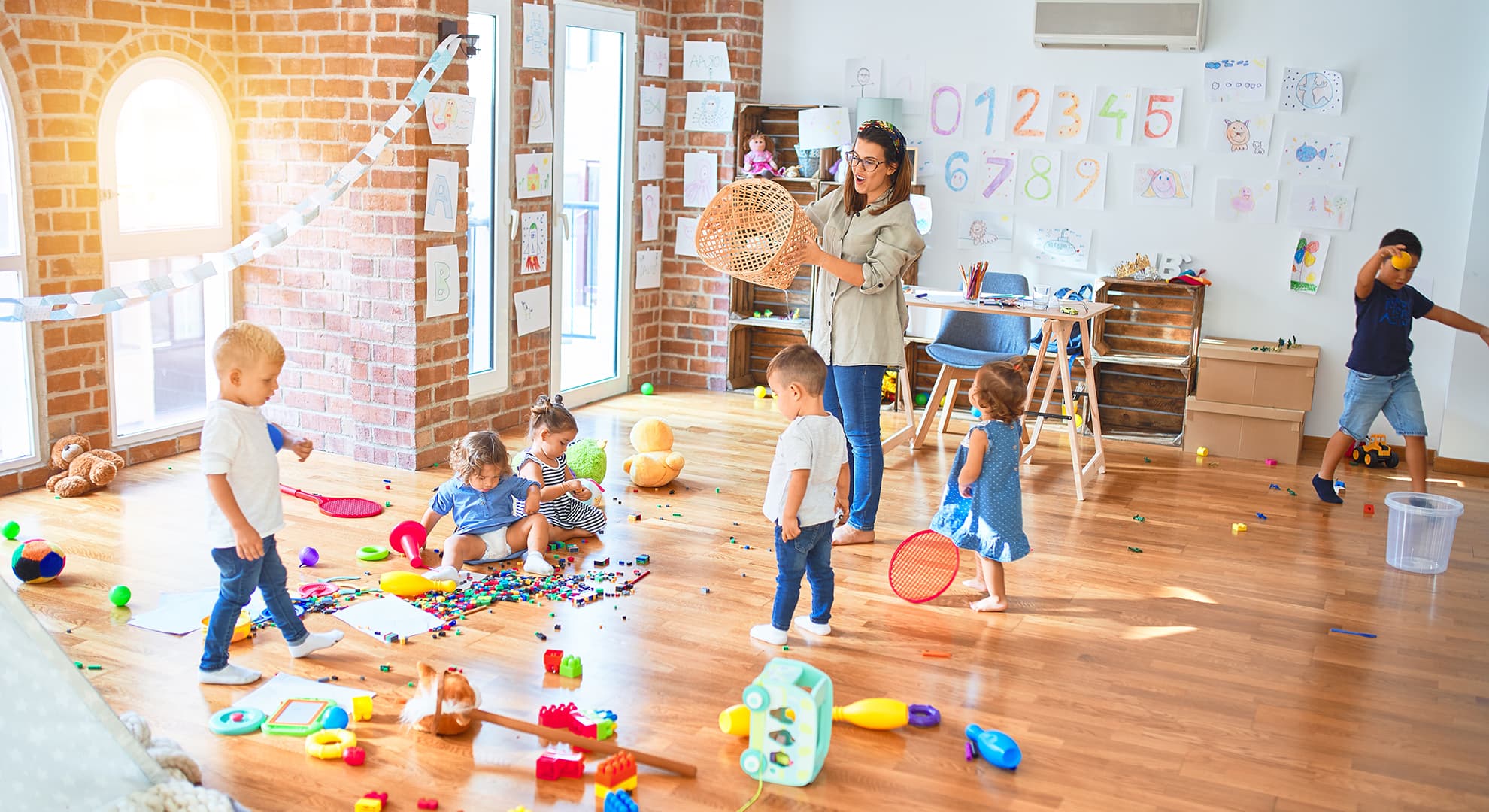 Teacher with kindergarten children