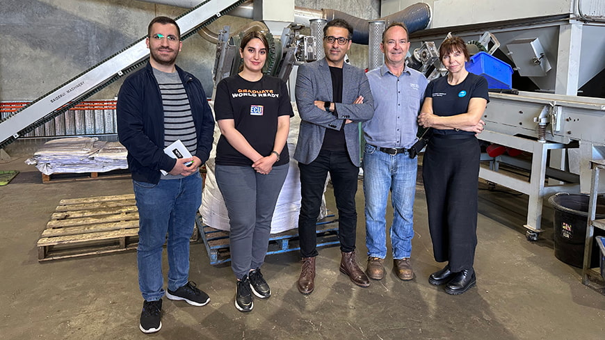 ECU's Nima Fakhralmobasheri, Yasaman Boroumand, Assoc Professor Amir Razmjou, Murray Connop and Roma Sharp from Connop Metal.