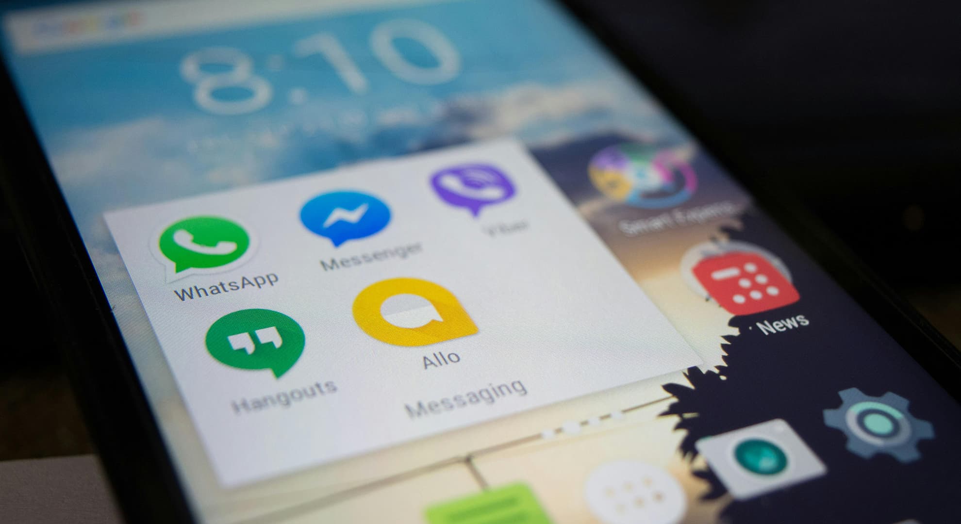 Smartphone showing apps