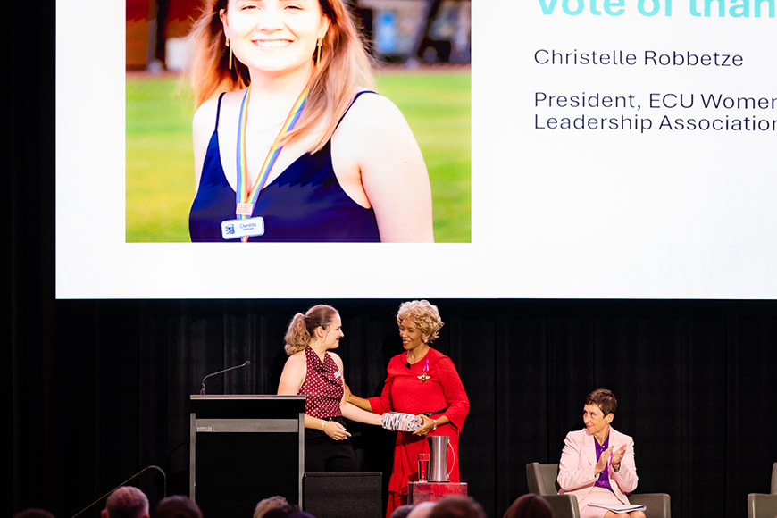 WIBLA president Christelle Robbetze and Pearl Proud.