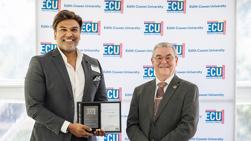 Jeremiah Jacob and ECU Vice-Chancellor Professor Steve Chapman