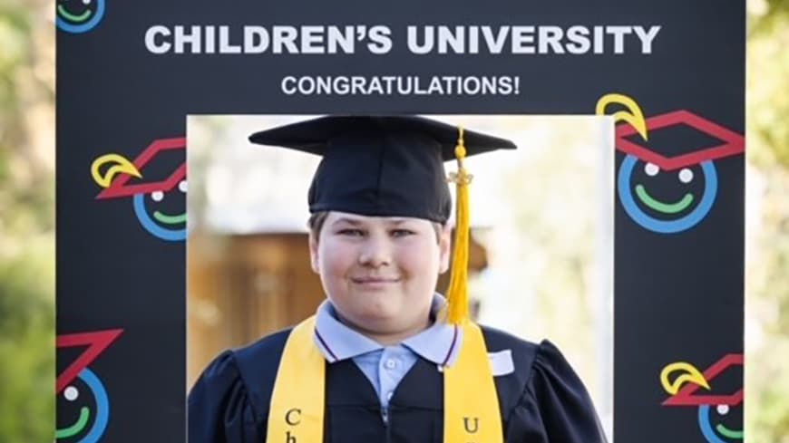 Kian at his Chidlren's University graduation.