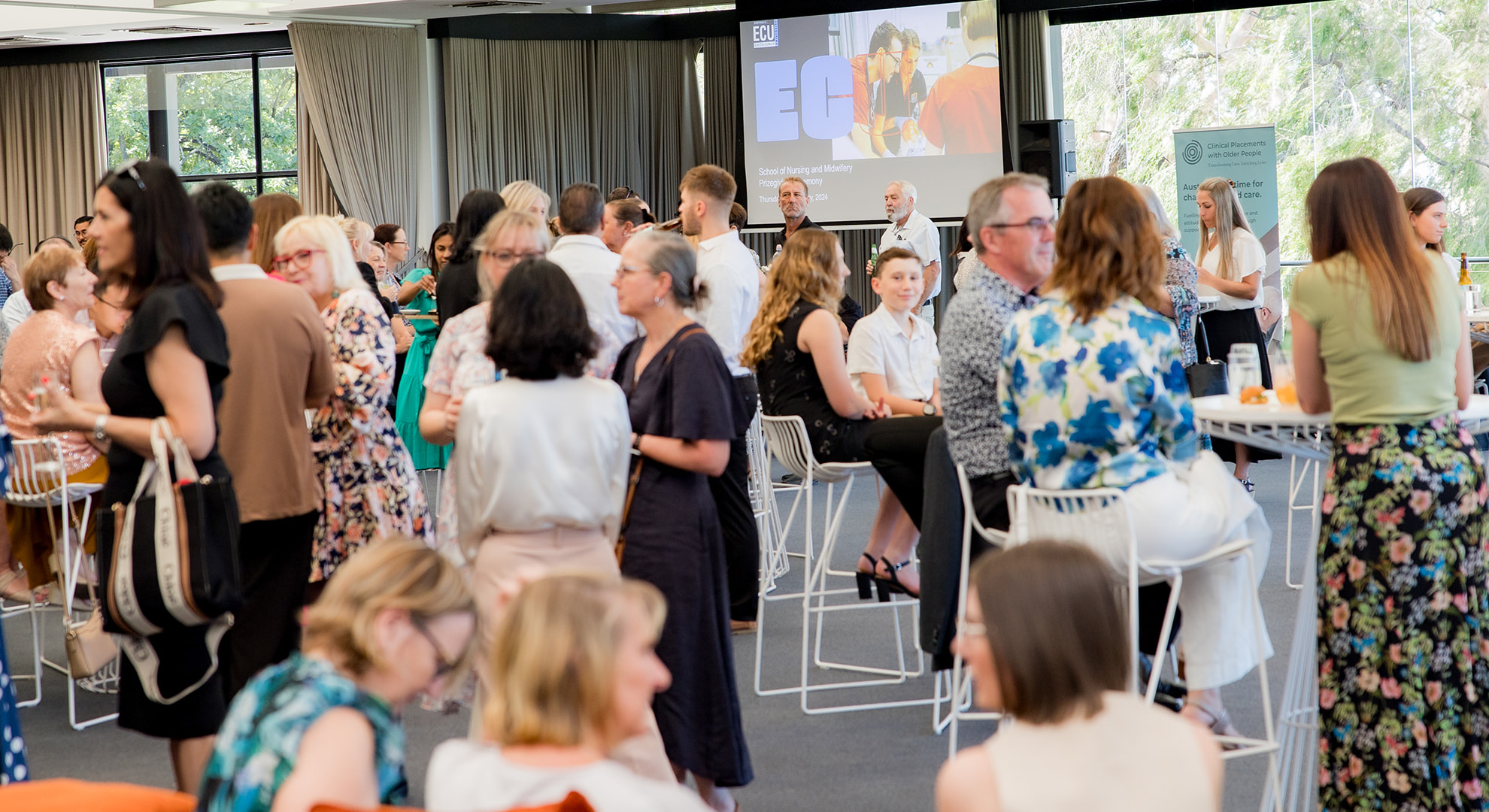 ECU students and staff, prize donors, family and friends gather at the School of Nursing and Midwifery Prize Giving Ceremony.