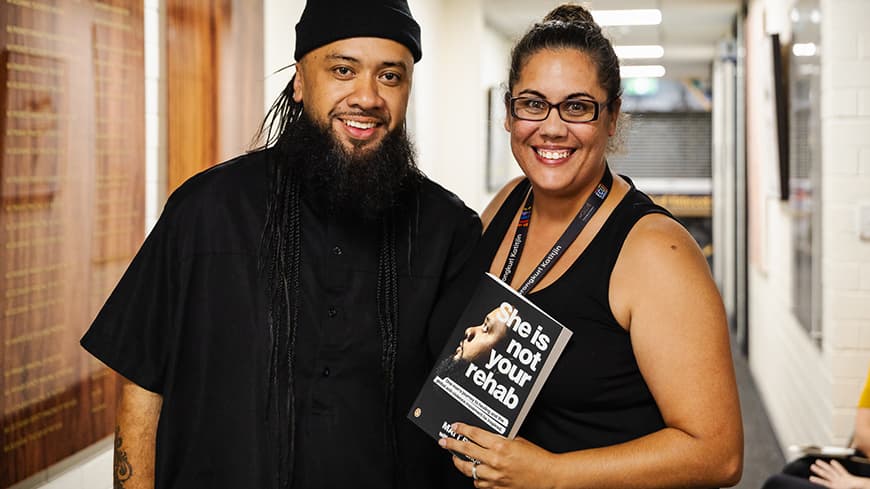 Keynote speaker Matt Brown with Manager, Kurongkurl Katitjin, Mrs Tracey Lee Taraia