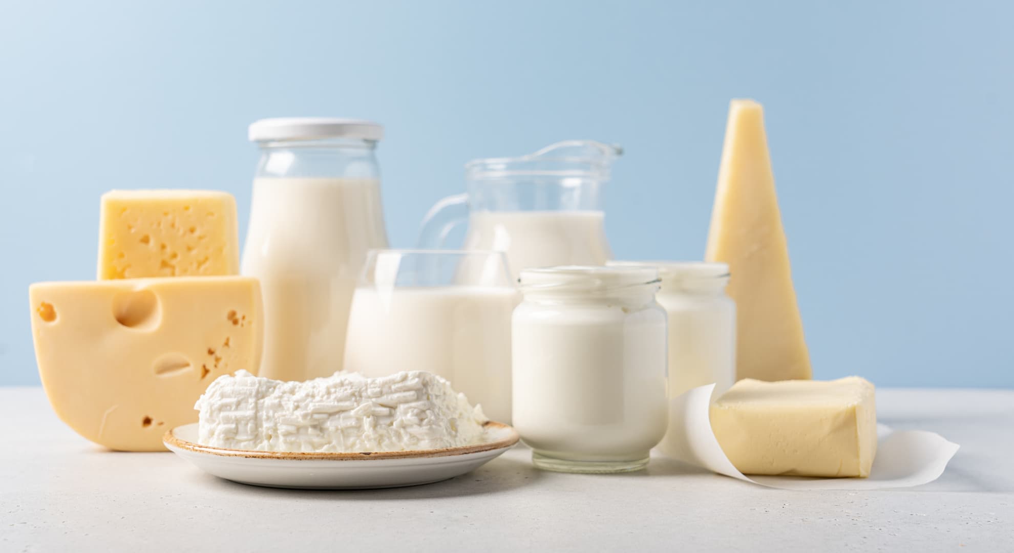 Different types of calcium sources, from milk to tofu.