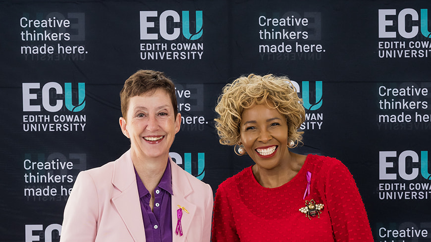 ECU VC Professor Clare Pollock and Pearl Proud.