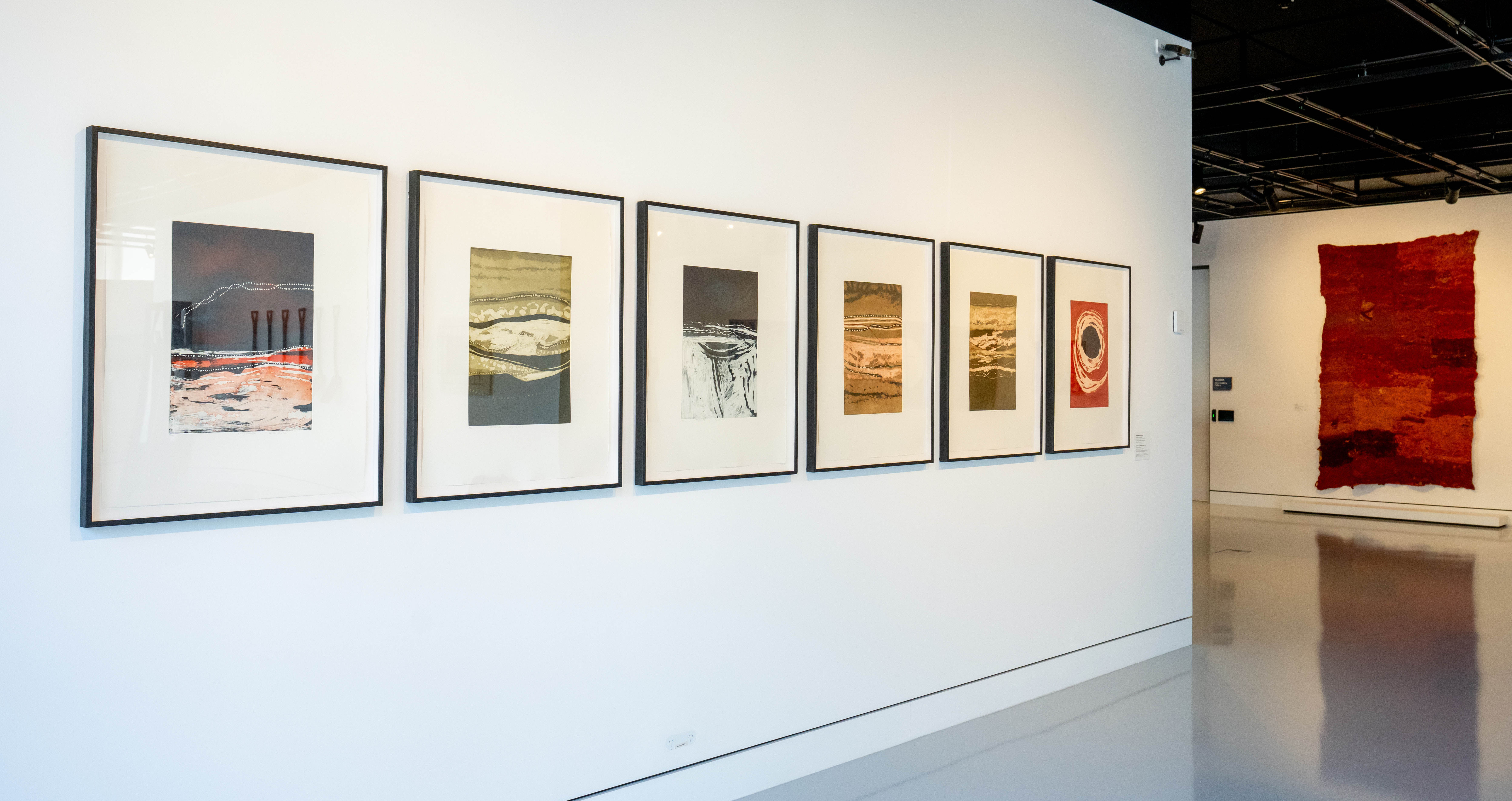 Meeyakba Shane Pickett, Six Seasons: A Suite of Prints, 2006 and Lucy Bromell, Red Earth, 1991