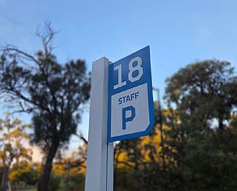 Staff parking sign.