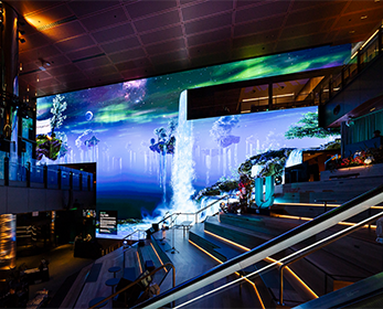 Immersive digital artwork, City Falls, at ECU City