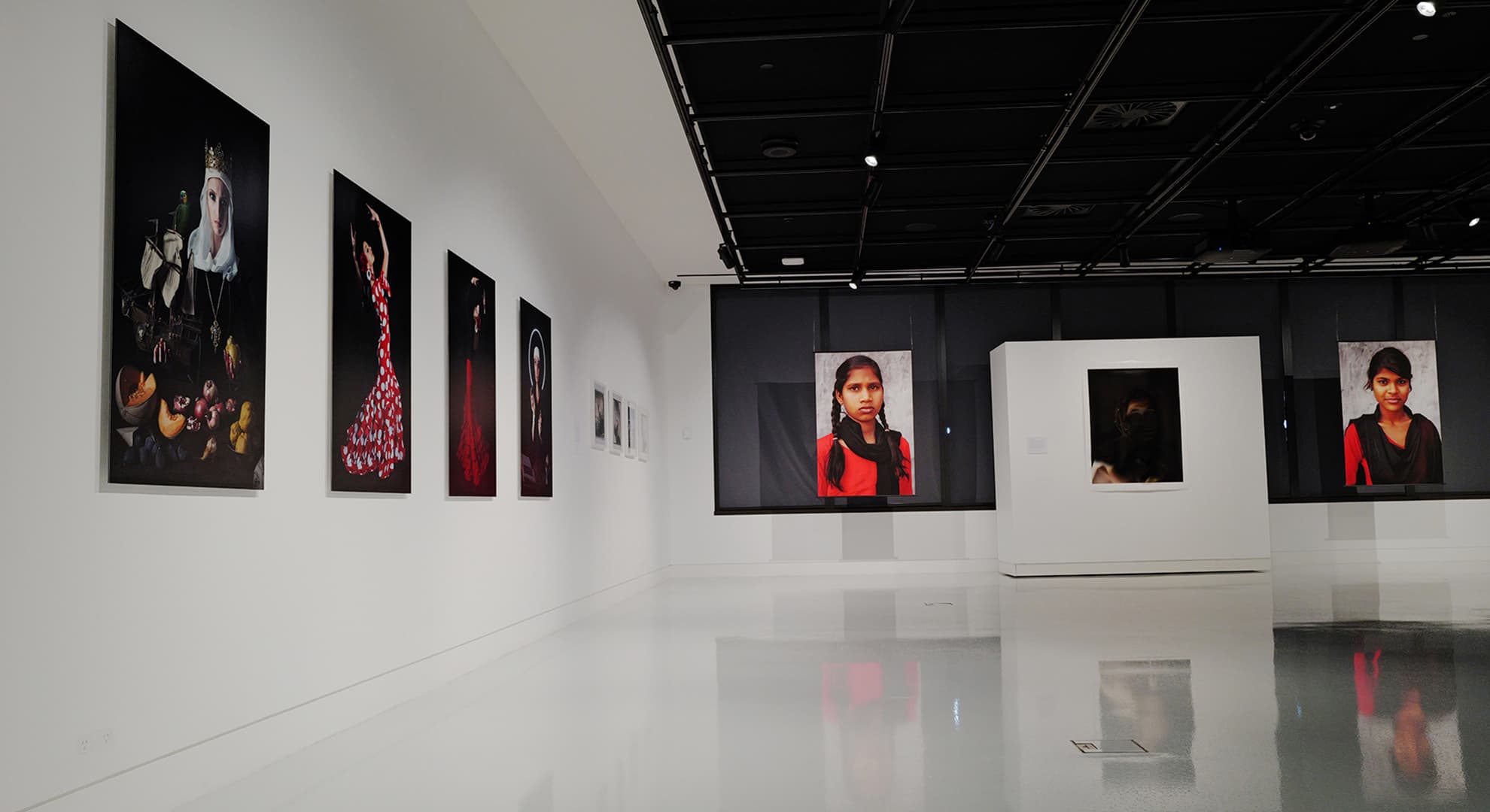 Artwork from the Photographie Féminine exhibition on display at Spectrum, ECU City.