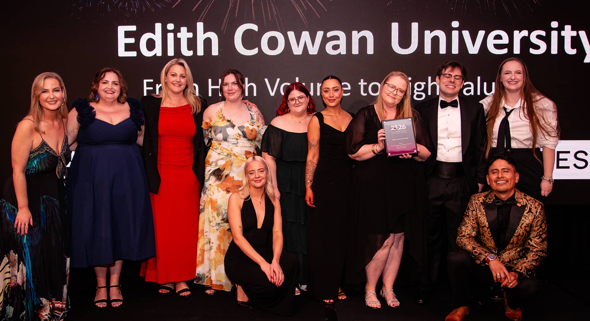 ECU Auscontact team at the Awards ceremony receiving their award.