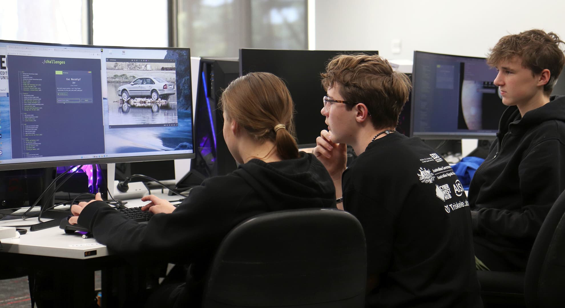 Students in front of computer