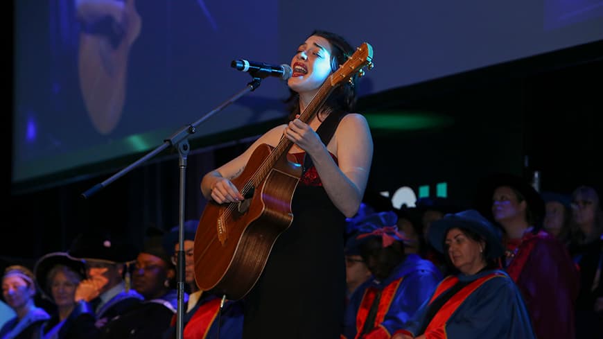 Anna Dabbs, WAAPA alumna, performing on stage