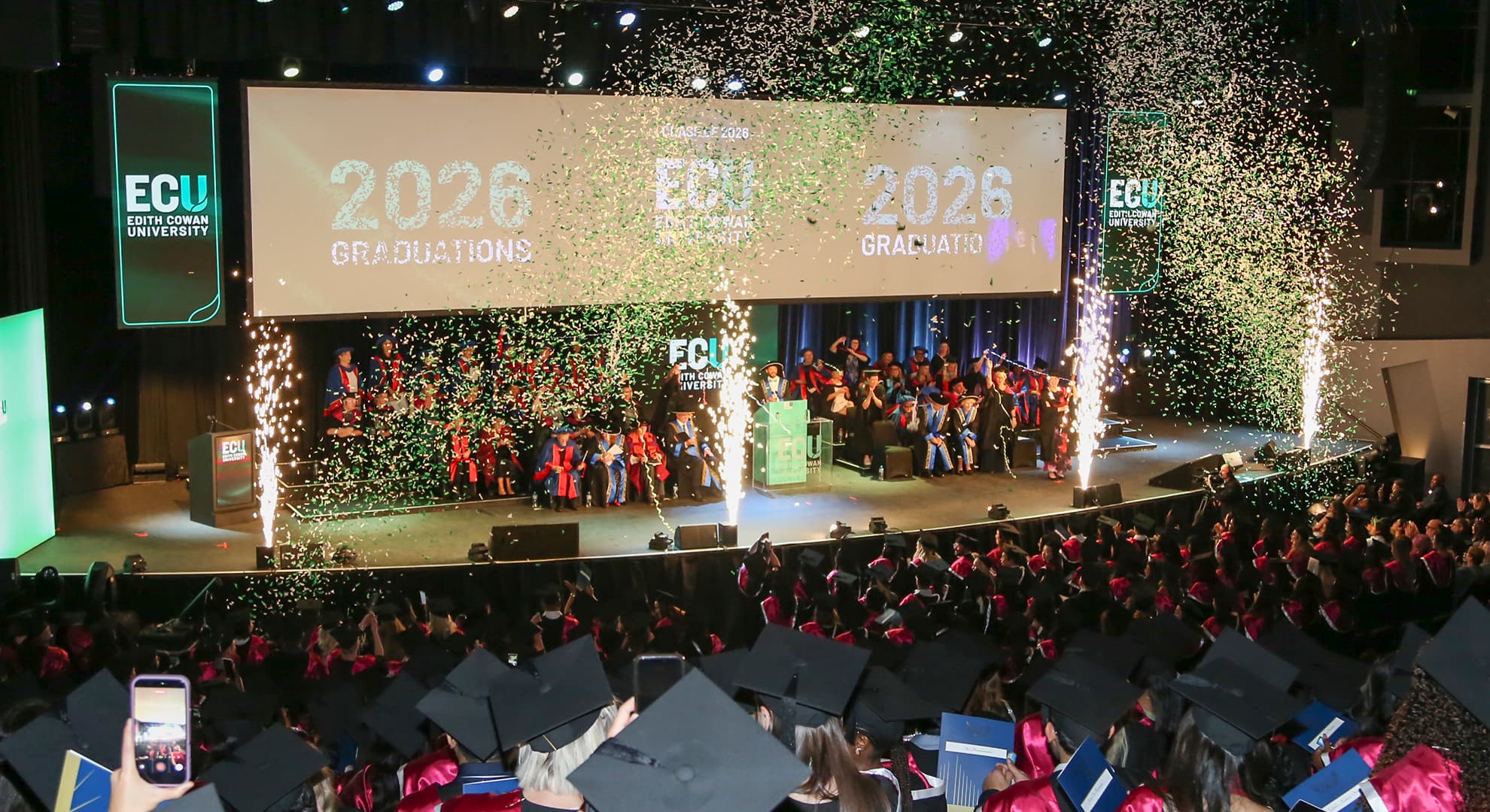 Fireworks at the end of the graduation ceremony