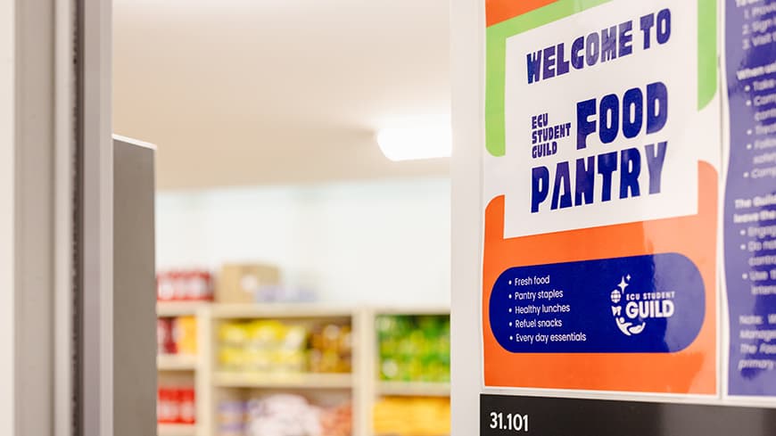 Signage showing the new Guild Pantry