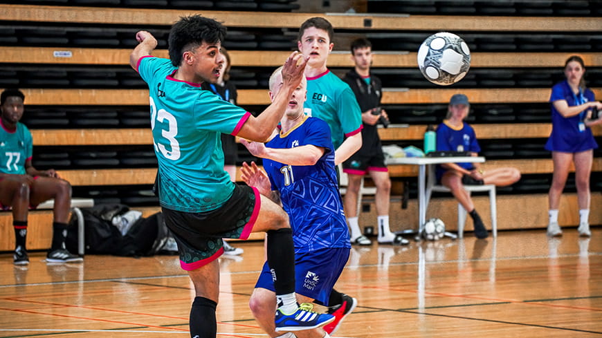 ECU students playing futsal at UniSport Nationals.
