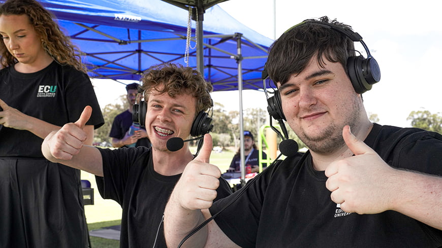 ECU students commentating at UniSport Nationals.