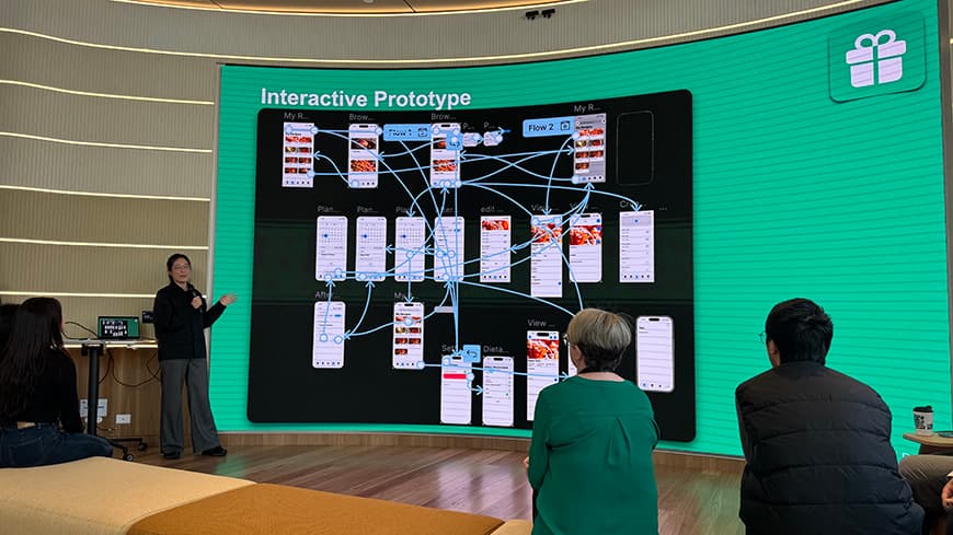 A student presents one of the app prototypes