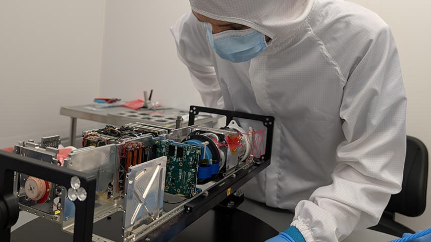 A close up look 'inside' the satellite