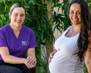 Image of a student midwife and pregnant patient